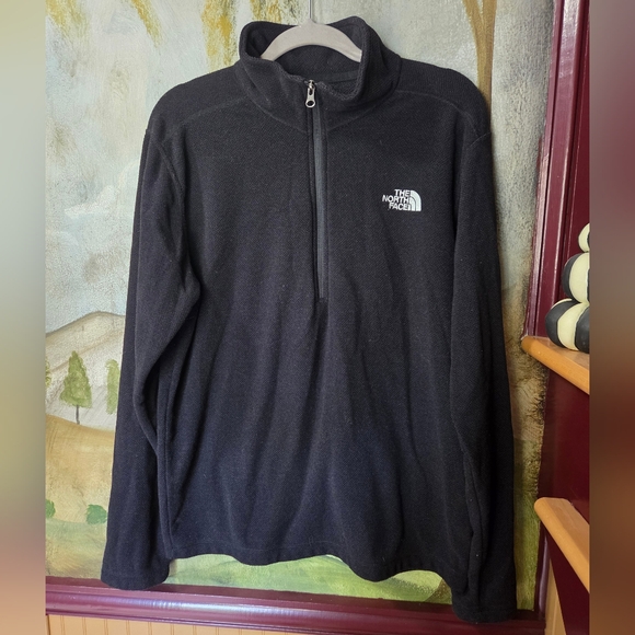 The North Face Sweater Mens Large Black Waffle Knit Pullover Half Zip Outdoor - Picture 1 of 6